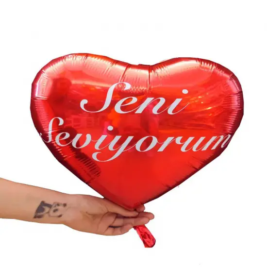 SENİ SEVİYORUM YAZILI KALPLİ FOLYO BALON